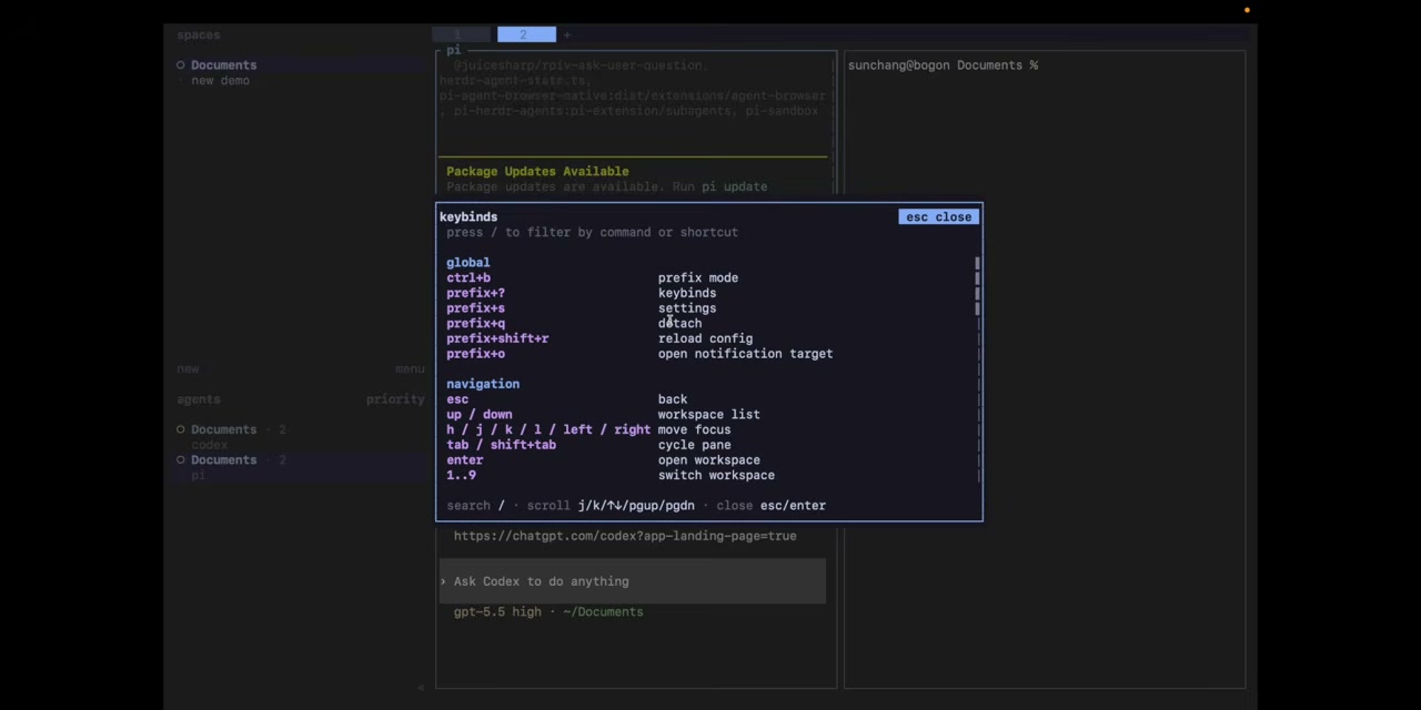 按 prefix + ? 显示完整 keybindings 速查表